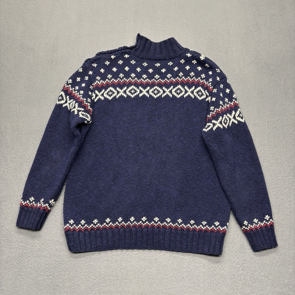 Lauren Ralph Lauren Navy Ski Jumper Sweater with Red, Cream, Gray, Brown Accents - Picture 12 of 16